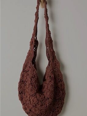Free People Crochet Shoulder Bag - Chestnut Brown